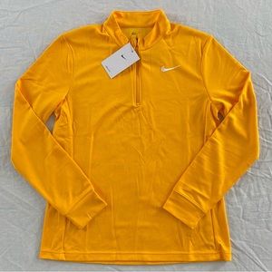 Nike Women's Dri-FIT 1/4 Zip Long Sleeve Top Yellow M